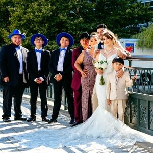 Wedding dress and cathedral veil